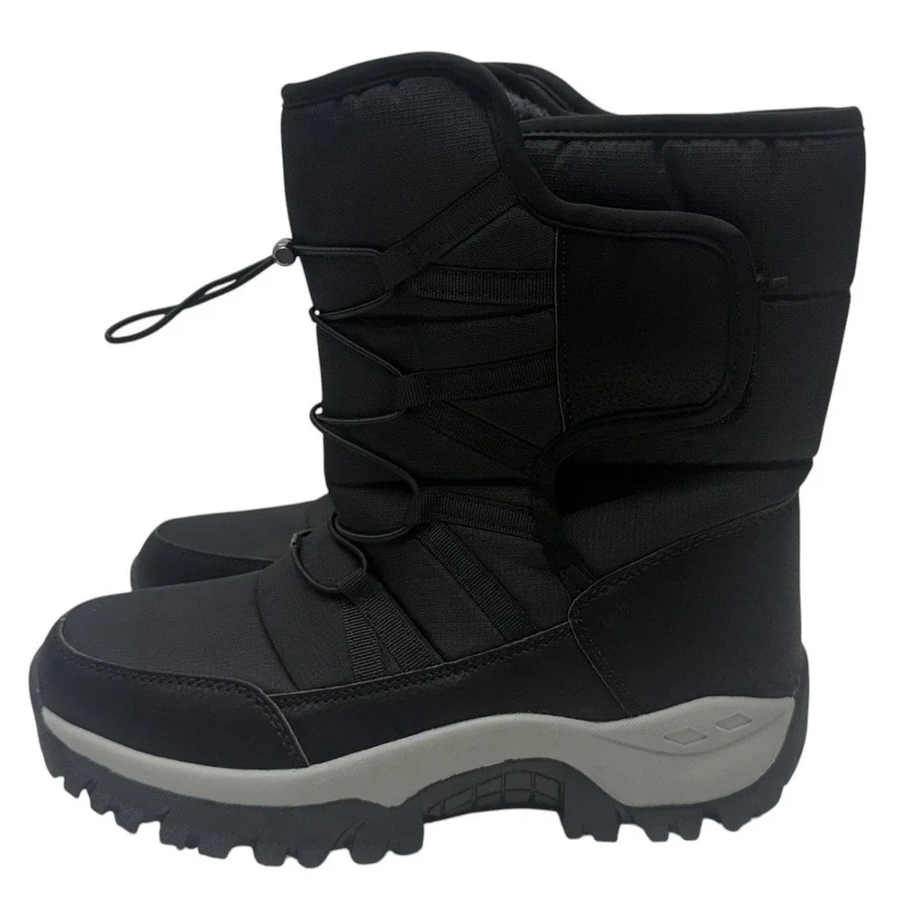 Men's Winter Snow Boots Size EU 43 Black Insulated Mid-Calf Waterproof Style